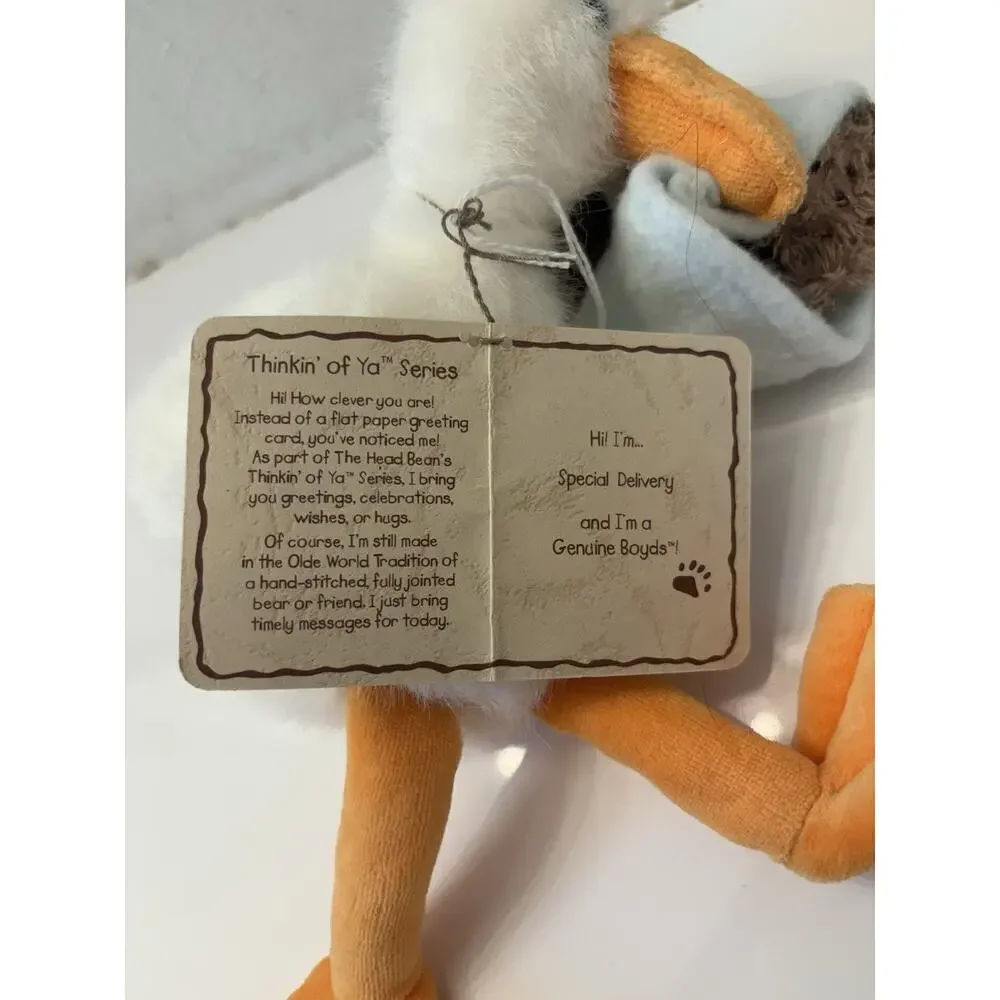 Vintage Boyds Bears Special Delivery Stork Holding Baby Bear in Blanket Plush